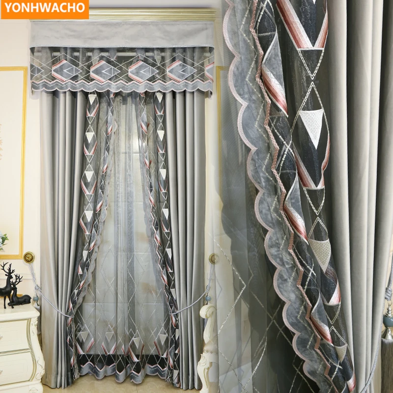 Custom curtains luxury German cotton velvet Laser hollow embroidery grey thick cloth blackout curtain tulle valance drape B317
Custom curtains luxury German cotton velvet Laser hollow embroidery grey thick cloth blackout curtain tulle valance drape B317