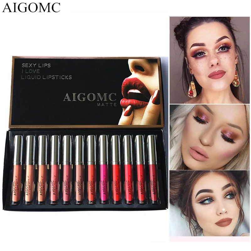 AIGOMC 12Pcs / Set Liquid Lipstick Matte Long-Lasting Waterproof Lip Gloss Sexy 12 Colors Lips Makeup Lipstick
AIGOMC 12Pcs / Set Liquid Lipstick Matte Long-Lasting Waterproof Lip Gloss Sexy 12 Colors Lips Makeup Lipstick