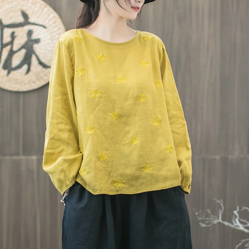 Johnature 2019 New Spring Embroidered Casual Long-sleeved T-shirt Women O-Neck Flax Lantern Sleeve Solid Color Vintage T-shirt
Johnature 2019 New Spring Embroidered Casual Long-sleeved T-shirt Women O-Neck Flax Lantern Sleeve Solid Color Vintage T-shirt
