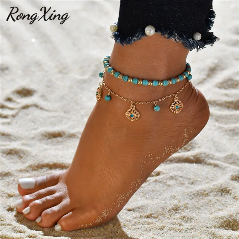 RongXing 2pcs Bohemian Double Layers Blue Beads Charm Anklets For Women Gold Color Beach Chain Barefoot Ankel Bracelets Jewelry
RongXing 2pcs Bohemian Double Layers Blue Beads Charm Anklets For Women Gold Color Beach Chain Barefoot Ankel Bracelets Jewelry