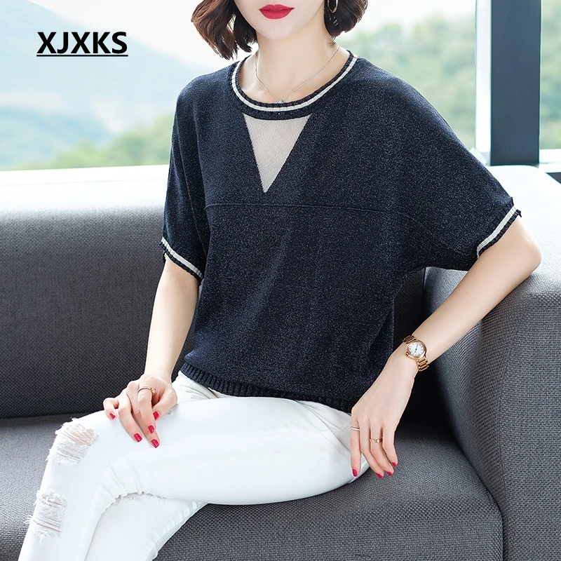 XJXKS Summer Tops For Women 2019 Thin 5/10 Sleeve Knitting Comfortable Young Women Tee Shirt Femme Bright Silk T-shirt Tops
XJXKS Summer Tops For Women 2019 Thin 5/10 Sleeve Knitting Comfortable Young Women Tee Shirt Femme Bright Silk T-shirt Tops