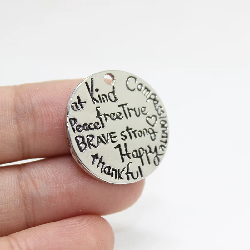 10pcs-- 25mm Alloy plating white k at Kind Wise Brave ......thankful happy Charm Pendants for jewelry making
10pcs-- 25mm Alloy plating white k at Kind Wise Brave ......thankful happy Charm Pendants for jewelry making