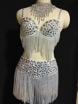 Glisten Crystals Tassel Chains Bra Short Shining Bikini Outfit Sexy Women's Stage Performance Wear Singer Celebrate Costume
Glisten Crystals Tassel Chains Bra Short Shining Bikini Outfit Sexy Women's Stage Performance Wear Singer Celebrate Costume