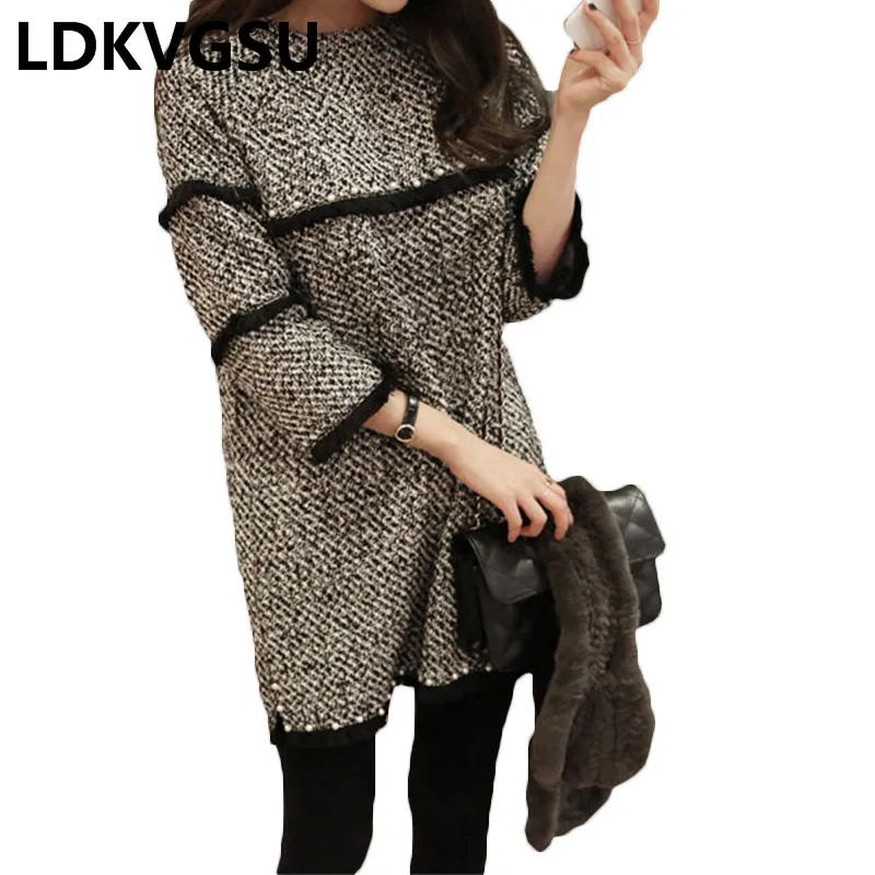 Tweed Dress 2019 New Autumn Winter Women Bead And Tassel O-Neck Thick Female Woolen Blend Dress Is1569
Tweed Dress 2019 New Autumn Winter Women Bead And Tassel O-Neck Thick Female Woolen Blend Dress Is1569