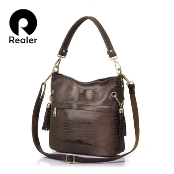REALER handbag genuine leather crocodile messenger bags for women small bucket top-handle crossbody female totes ladies
REALER handbag genuine leather crocodile messenger bags for women small bucket top-handle crossbody female totes ladies
