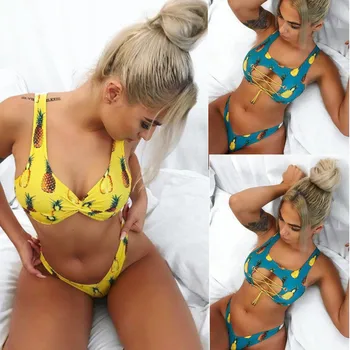New Style Sexy Women Pineapple Pattern Bandage Bikini Set Low Waisted Push-up Hollow Out Bra Swimsuit Bathing Suit Swimwear 2018
New Style Sexy Women Pineapple Pattern Bandage Bikini Set Low Waisted Push-up Hollow Out Bra Swimsuit Bathing Suit Swimwear 2018