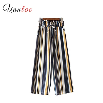 2019 Women Elegant Striped Wide Leg Pants Sweet Bow Tie Elastic Waist Pockets Female Casual Chic Loose Trousers
2019 Women Elegant Striped Wide Leg Pants Sweet Bow Tie Elastic Waist Pockets Female Casual Chic Loose Trousers