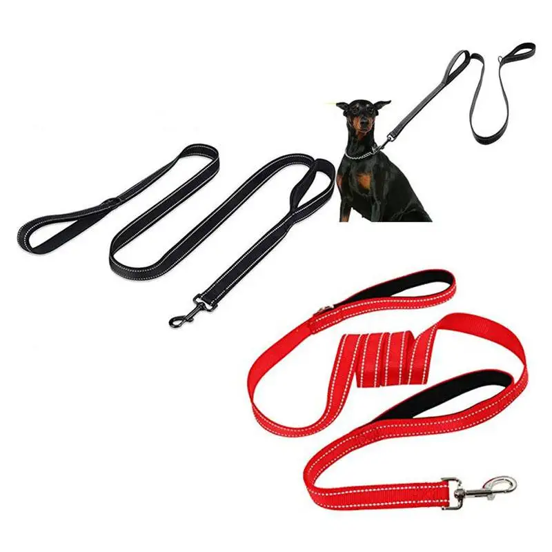 

150cm Dog Leashes 2 Handles with Soft Thick Padded Big Dog Leash Rope Two Layers Nylon Safety Control For Dog