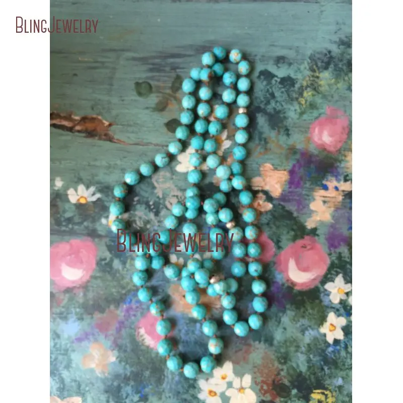 20190325-NM15543-southwest boho turquoise stone blue rustic glam hand knot thai silver beads layering necklace_2