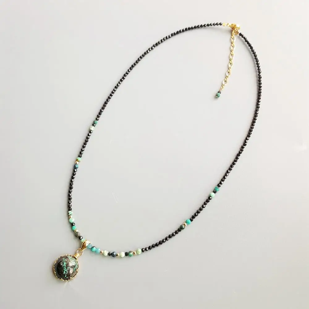 LiiJi Genuine Black Spinels Chrysocolla Pendant Charms G-F Delicated Handmade Necklace
LiiJi Genuine Black Spinels Chrysocolla Pendant Charms G-F Delicated Handmade Necklace