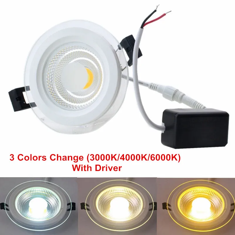 5W 10W 15W 25W 3 Colors Change LED Downlight Round Glass Cover Lights High Bright COB Ceiling Recessed Lamps AC85-265 + Driver
5W 10W 15W 25W 3 Colors Change LED Downlight Round Glass Cover Lights High Bright COB Ceiling Recessed Lamps AC85-265 + Driver