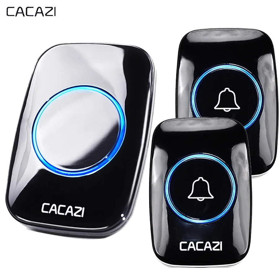

CACAZI 60 ring Wireless Doorbell Waterproof 300M Remote EU AU UK US Plug smart Door Bell 2 button 1 receiver AC 110V 220V