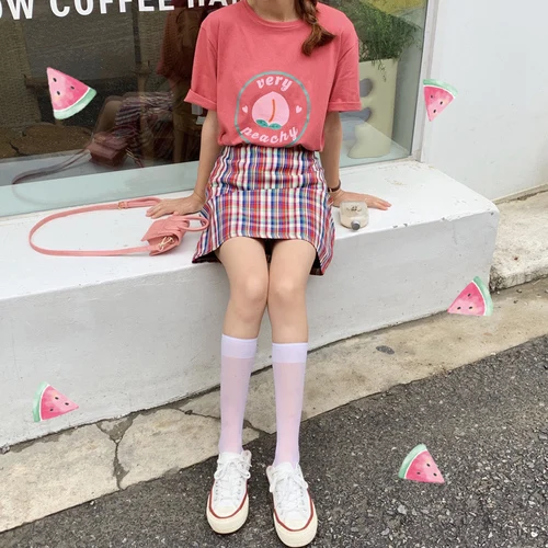 Cute Fresh Peach Fruit Printed Dark Pink Red Cotton Hit Korean Style Fashion 2019 Summer Spring Short Sleeve Female T-shirts
Cute Fresh Peach Fruit Printed Dark Pink Red Cotton Hit Korean Style Fashion 2019 Summer Spring Short Sleeve Female T-shirts
