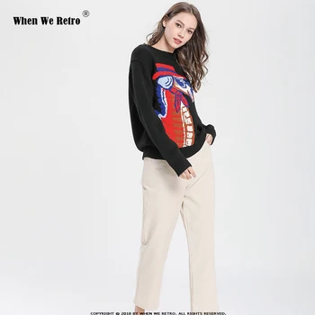 When We Retro Spring Autumn 2019 animal cartoon Preppy Style Black Jacquard Pullover 7051 Loose Knitted Sweater for women
When We Retro Spring Autumn 2019 animal cartoon Preppy Style Black Jacquard Pullover 7051 Loose Knitted Sweater for women