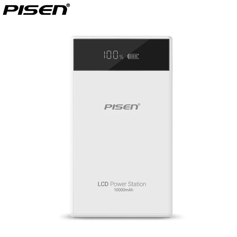 Оригинальный PISEN Мощность Bank 10000 мАч ЖК-дисплей Dual USB Зарядное устройство 18650