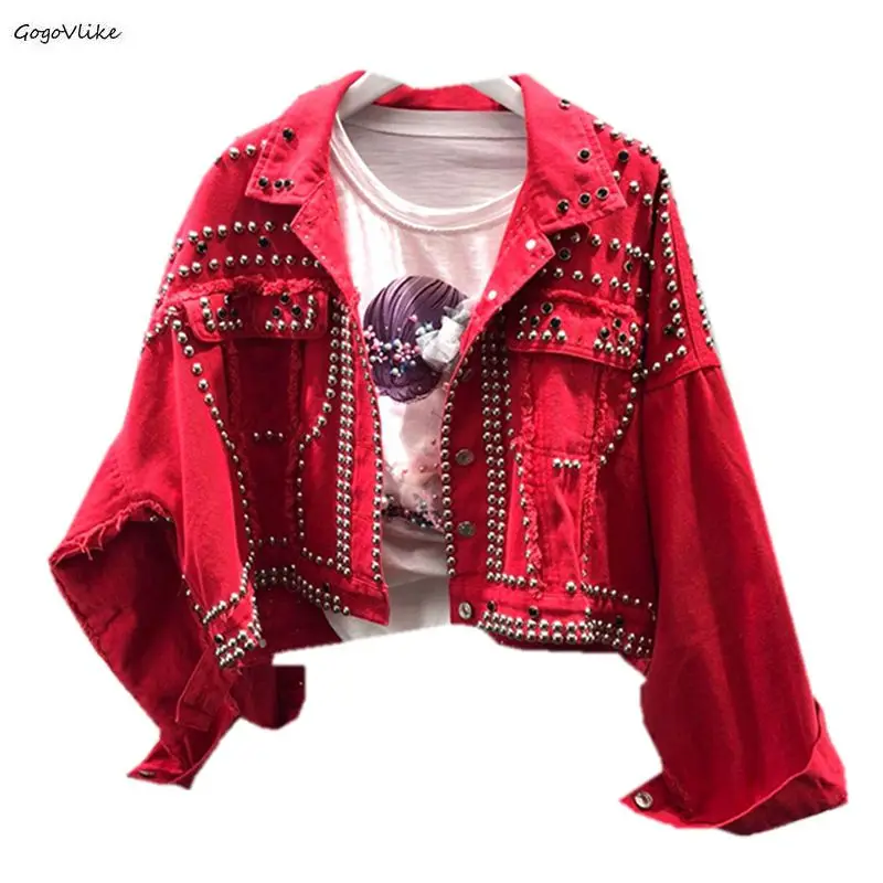 Harajuku Red Denim Jacket Coat Heavy Beaded Rivet Short Black Jeans Jackets 2019 New Luxury Students Basic Coats Outfit LT540S30
Harajuku Red Denim Jacket Coat Heavy Beaded Rivet Short Black Jeans Jackets 2019 New Luxury Students Basic Coats Outfit LT540S30