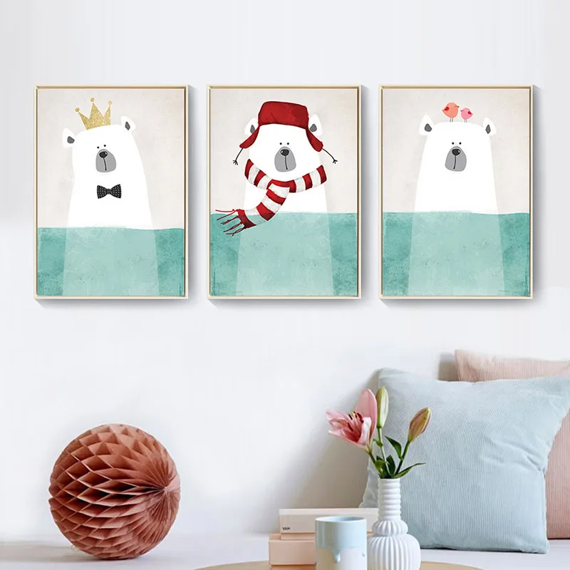 HAOCHU Nordic Decorative Canvas Painting Cartoon Animal Bear Wearing Beautiful Clothes Hat Scarf in the Water Posters
HAOCHU Nordic Decorative Canvas Painting Cartoon Animal Bear Wearing Beautiful Clothes Hat Scarf in the Water Posters