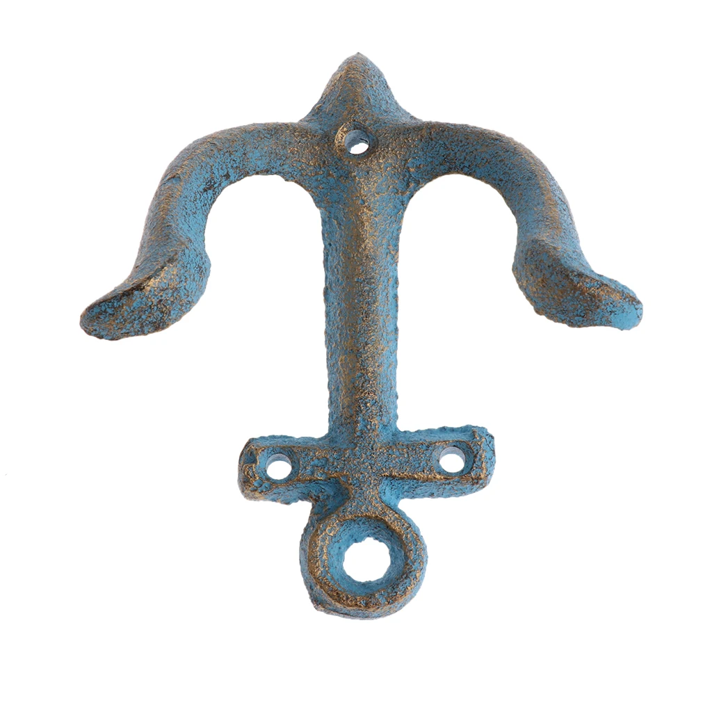 Metal Anchor Hooks Wall Door Mounted Clothes Towel Hat Key Hanger White Red Blue Brown andcrafted classic antique cast iron