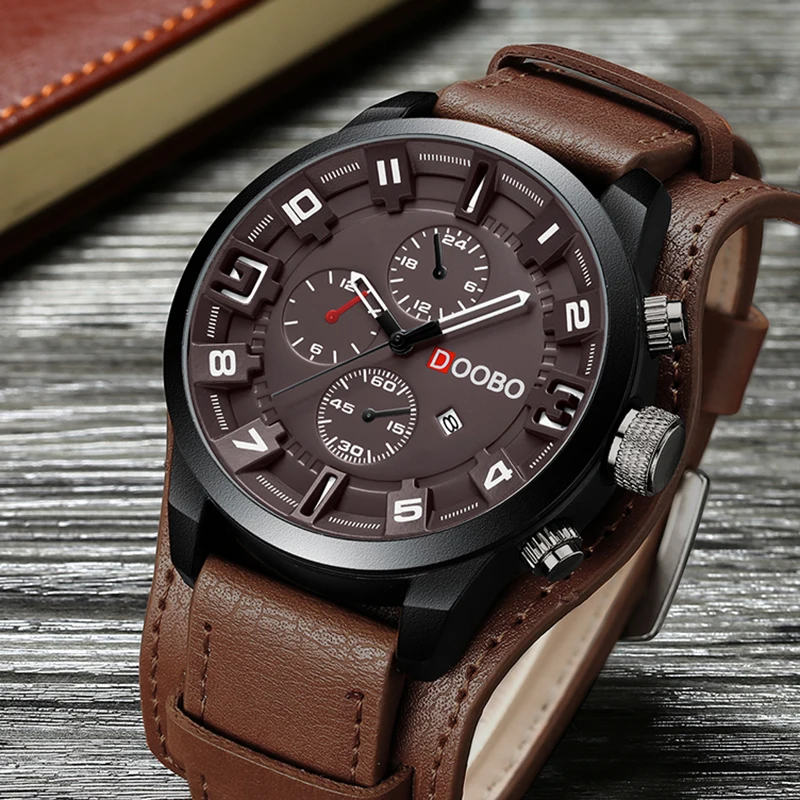 

DOOBO D033 Army Military Quartz Mens Watches Top Brand Luxury Leather Men Watch Casual Sport Male Clock Watch Relogio Masculino