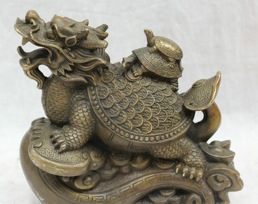 S4742 8" Chinese Bronze FengShui Wealth Longevity Dragon Turtle On Coin RuYi Statue D0317
S4742 8" Chinese Bronze FengShui Wealth Longevity Dragon Turtle On Coin RuYi Statue D0317