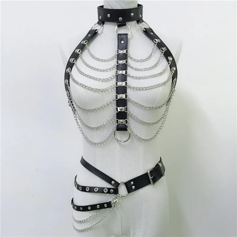 Sexy Faux Leather Gothic Two Piece Set Fashion Stripe Bondage Top Women Waist Cage Body Waistband Party Rave Festival Club Suits
Sexy Faux Leather Gothic Two Piece Set Fashion Stripe Bondage Top Women Waist Cage Body Waistband Party Rave Festival Club Suits