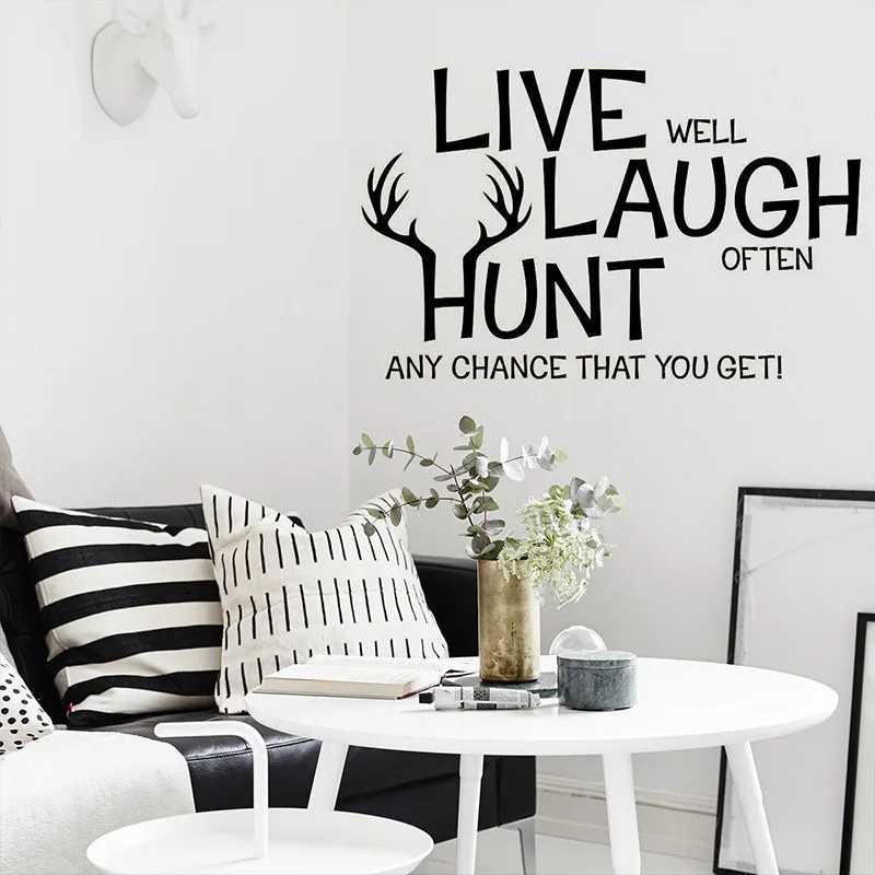 Live Laugh Hunt living room background DIY home decoration detachable bedroom PVC wall sticker
Live Laugh Hunt living room background DIY home decoration detachable bedroom PVC wall sticker
