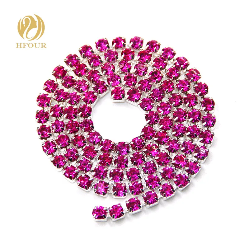 New 5yard/pack High quality Sliver base Purple Red glass crystal Rhinestones Cup Chain DIY clothing/Wedding dress Accessories
New 5yard/pack High quality Sliver base Purple Red glass crystal Rhinestones Cup Chain DIY clothing/Wedding dress Accessories