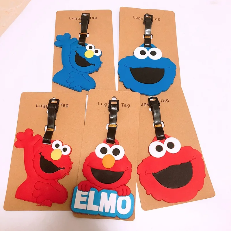 

IVYYE 1PCS Sesame street Elmo Cookie Anime Luggage Tag Accessories Suitcase Portable Tags Holder Baggage Travel Labels New