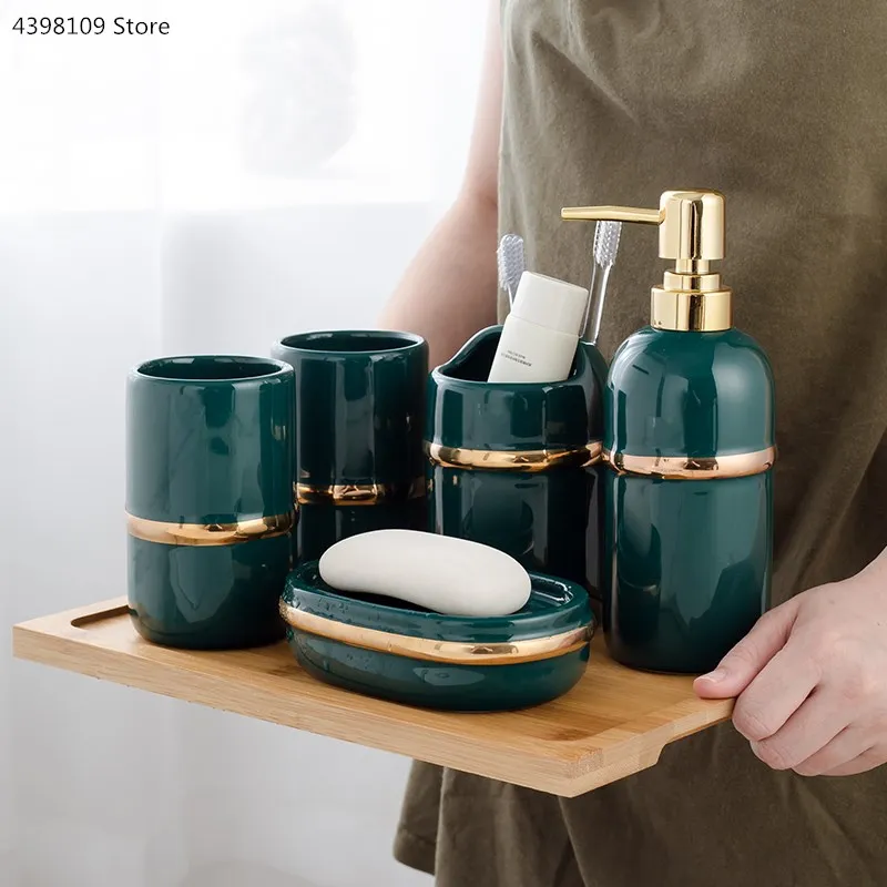 European-style bathroom set five-piece ceramic bathroom supplies six-piece toothbrush holder wedding bathroom toiletries
European-style bathroom set five-piece ceramic bathroom supplies six-piece toothbrush holder wedding bathroom toiletries