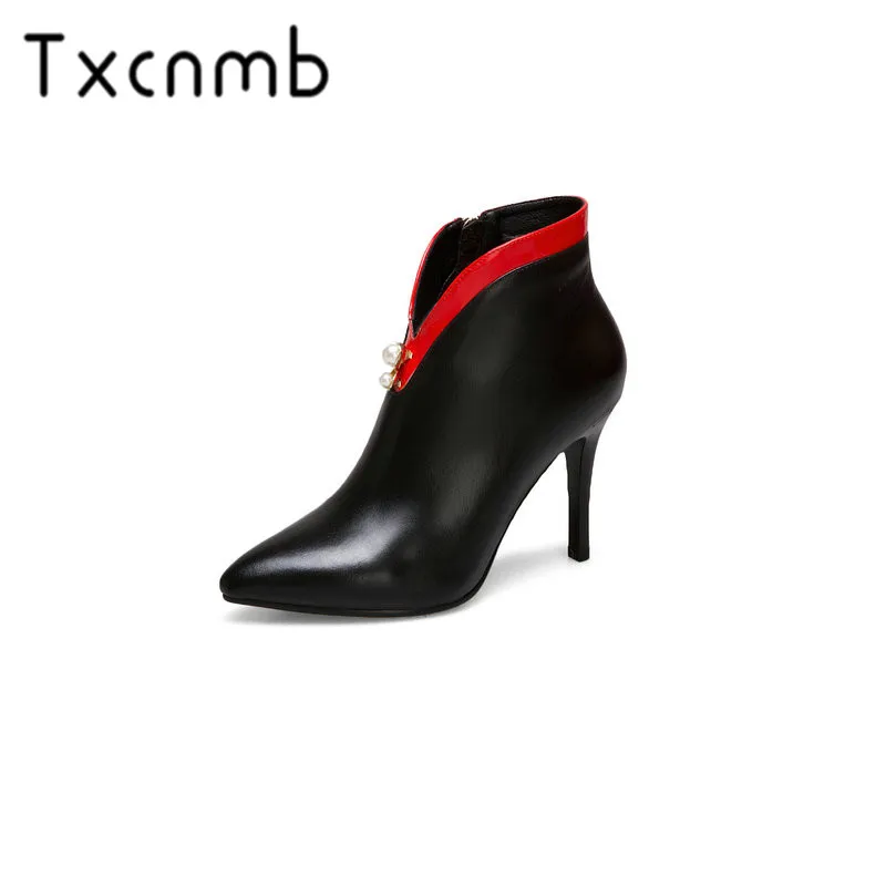 TXCNMB New Cow Leather High Heel Boots Women Ankle Boots Black Office Dress Shoes Autumn Winter Shoes Woman Size 41 42 43
TXCNMB New Cow Leather High Heel Boots Women Ankle Boots Black Office Dress Shoes Autumn Winter Shoes Woman Size 41 42 43