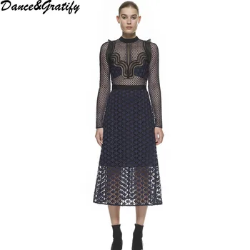 Summer Runway Dresses 2019 High Quality Women's Hollow Out Lace Mid-Calf Party Dress Vestidos de Festa
Summer Runway Dresses 2019 High Quality Women's Hollow Out Lace Mid-Calf Party Dress Vestidos de Festa