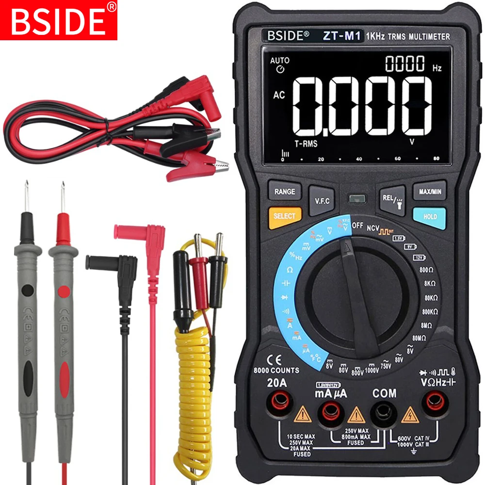 Digital Multimeter BSIDE ZT-M1 Auto/Manual 3-Line Triple Display Voltage Battery tester VFC Square Wave Output Capacitance Test
Digital Multimeter BSIDE ZT-M1 Auto/Manual 3-Line Triple Display Voltage Battery tester VFC Square Wave Output Capacitance Test