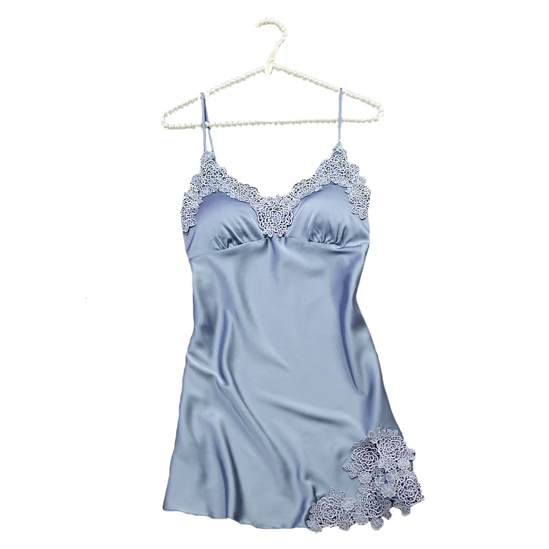 Summer New Sexy Sleep Dress Satin Sleepwear Women Loose Nightgown Nightdress Appliques Nighty Casual Home Clothes Negligee
Summer New Sexy Sleep Dress Satin Sleepwear Women Loose Nightgown Nightdress Appliques Nighty Casual Home Clothes Negligee