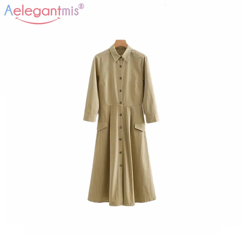 Aelegantmis Autumn New Women Cotton Shirt Dress Casual Long Sleeve Straight Long Dress Fashion High Waist Slim Ladies Dresses
Aelegantmis Autumn New Women Cotton Shirt Dress Casual Long Sleeve Straight Long Dress Fashion High Waist Slim Ladies Dresses