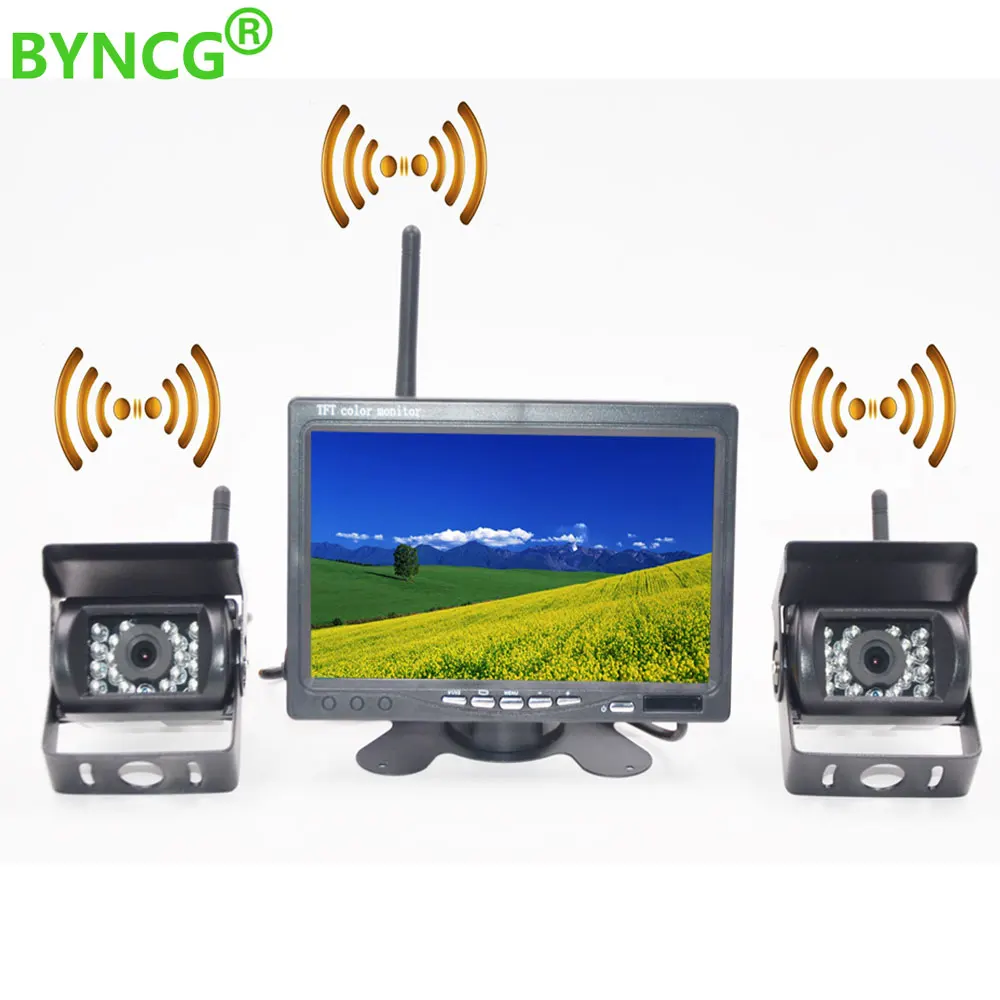 BYNCG Wireless Car Reverse Reversing Dual Backup Rear View Camera for Trucks Bus Excavator Caravan RV Trailer with 7" Monitor 
BYNCG Wireless Car Reverse Reversing Dual Backup Rear View Camera for Trucks Bus Excavator Caravan RV Trailer with 7" Monitor