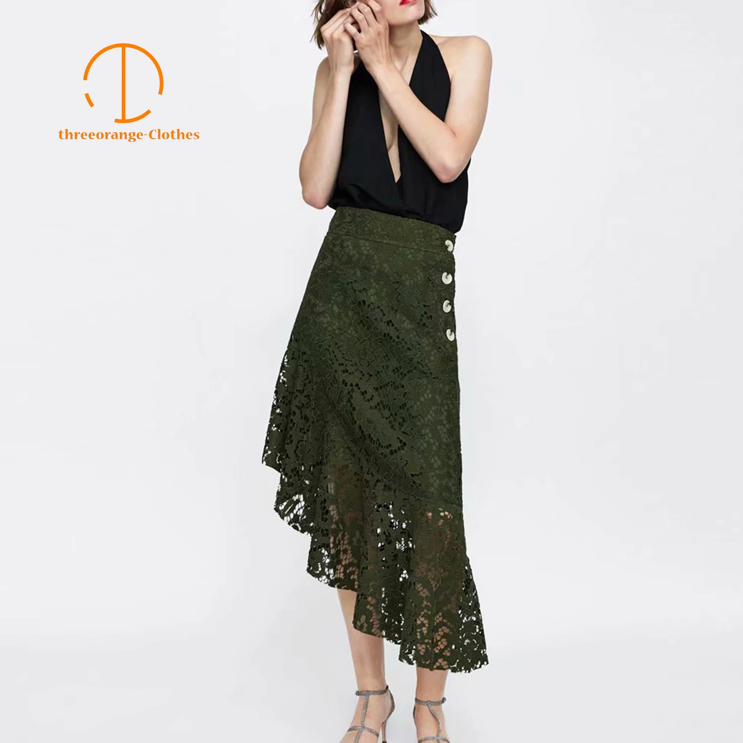Summer Lace skirt women army green Hollow out embroidery asymmsetric ruffles hemline slim lady elegant Casual long skirts femme
Summer Lace skirt women army green Hollow out embroidery asymmsetric ruffles hemline slim lady elegant Casual long skirts femme