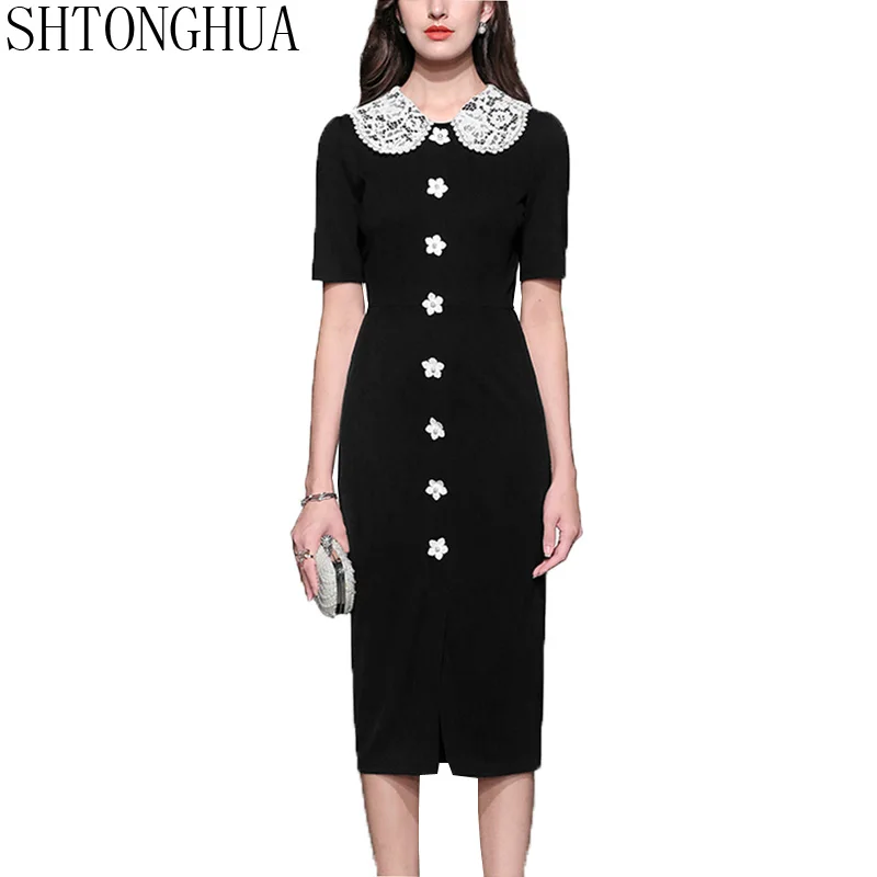 SHTONGHUA New 2019 Party Women Knee length Dress spring Runway Lace patchwork peter pan collar Bodycon pencil sheath Dress
SHTONGHUA New 2019 Party Women Knee length Dress spring Runway Lace patchwork peter pan collar Bodycon pencil sheath Dress