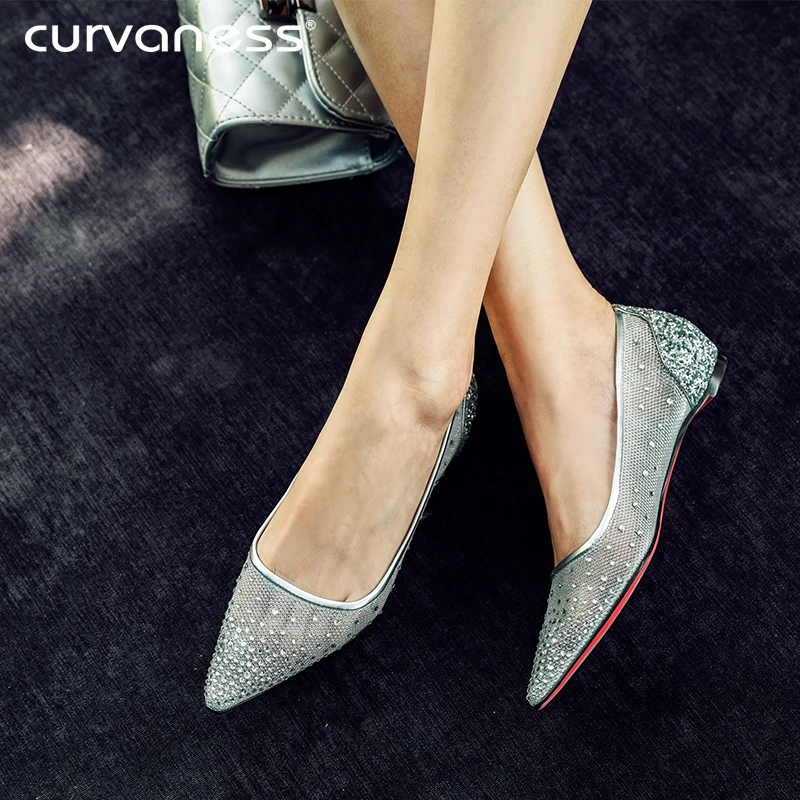 Curvaness Women's Flats Rhinestone Shoes 2019 Summer Increase Flat Bottom Mesh Point Fairy Sequined Wedding Shoes Crystal
Curvaness Women's Flats Rhinestone Shoes 2019 Summer Increase Flat Bottom Mesh Point Fairy Sequined Wedding Shoes Crystal