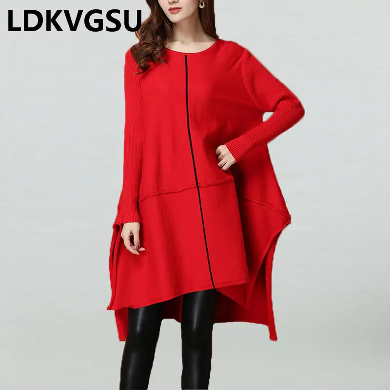 Loose Large Size Women Knit Dress 2018 Autumn Winter New Long-Sleeved Round Neck Irregular Female Knit Sweater Dress Tide Is1479
Loose Large Size Women Knit Dress 2018 Autumn Winter New Long-Sleeved Round Neck Irregular Female Knit Sweater Dress Tide Is1479