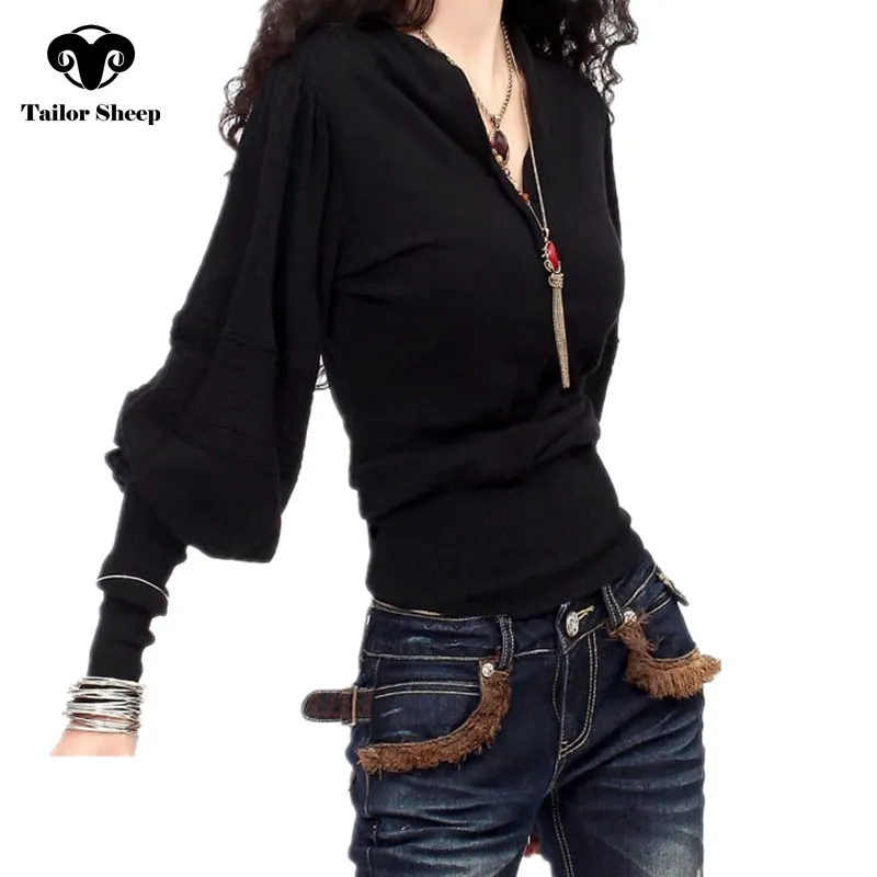 2017 new sweater women V-neck lantern sleeve pullover female hollow black sweater lady 
2017 new sweater women V-neck lantern sleeve pullover female hollow black sweater lady