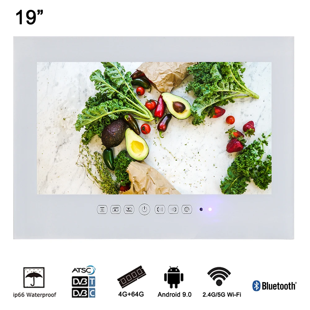 Souria 19" Smart Android 9.0 White Bathroom Waterproof LED TV WiFi Advertising LCD Display Sauna Room
Souria 19" Smart Android 9.0 White Bathroom Waterproof LED TV WiFi Advertising LCD Display Sauna Room