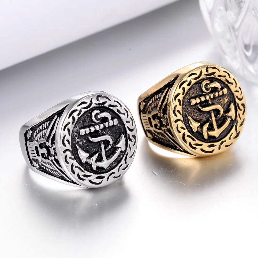 Stainless Steel Man Men Rings Punk Rock Hip Hop Anchor Gold Silver Personality Creativity for Male Boy Fashion Jewelry Gift
Stainless Steel Man Men Rings Punk Rock Hip Hop Anchor Gold Silver Personality Creativity for Male Boy Fashion Jewelry Gift