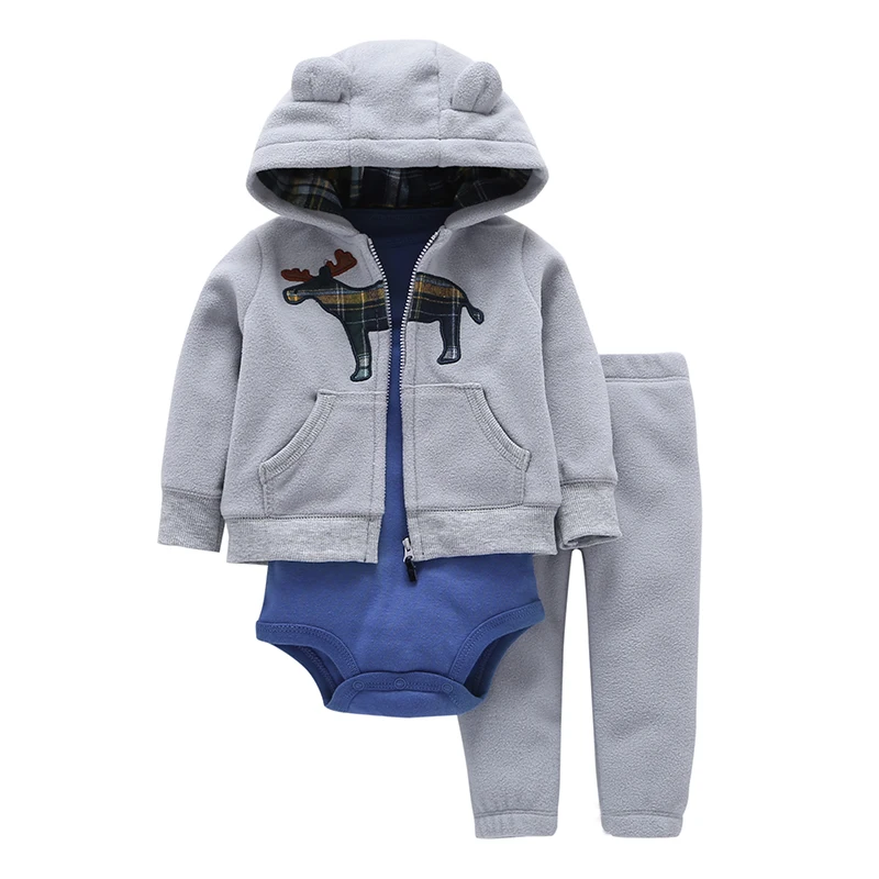 Sets 1 hooded zipper coat + pants + romper fashion cotton 2017 Baby Boy girl Clotheschildren boys cute Clothing free shipping 12