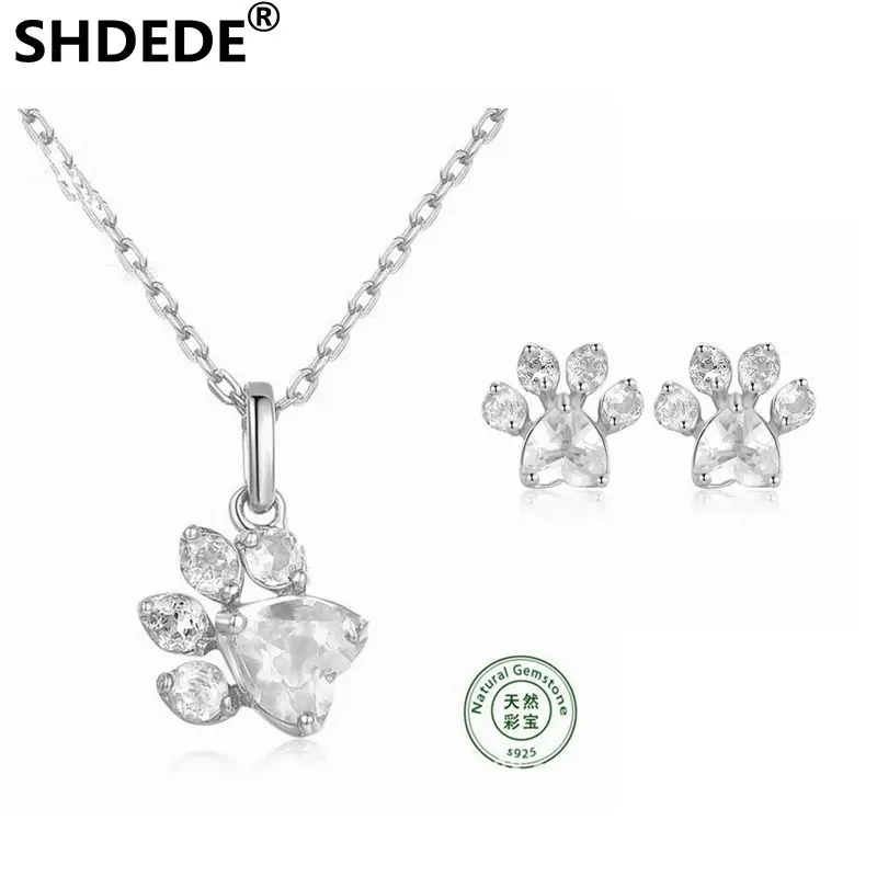 SHDEDE 925 Pure Silver Natural Crystal Necklace Earrings Jewelry Set Colored Jewelry Panda Paw Pendant Necklace Rose Gold colors
SHDEDE 925 Pure Silver Natural Crystal Necklace Earrings Jewelry Set Colored Jewelry Panda Paw Pendant Necklace Rose Gold colors