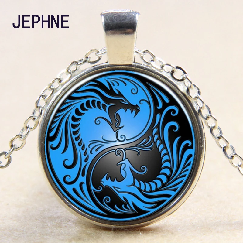 JEPHNE BRAND 1PC Glass Cacochon Necklace Blue Dragon Phoenix Yin Yang photo Pendant Jewelry Gift For Kids Women Family Friends
JEPHNE BRAND 1PC Glass Cacochon Necklace Blue Dragon Phoenix Yin Yang photo Pendant Jewelry Gift For Kids Women Family Friends