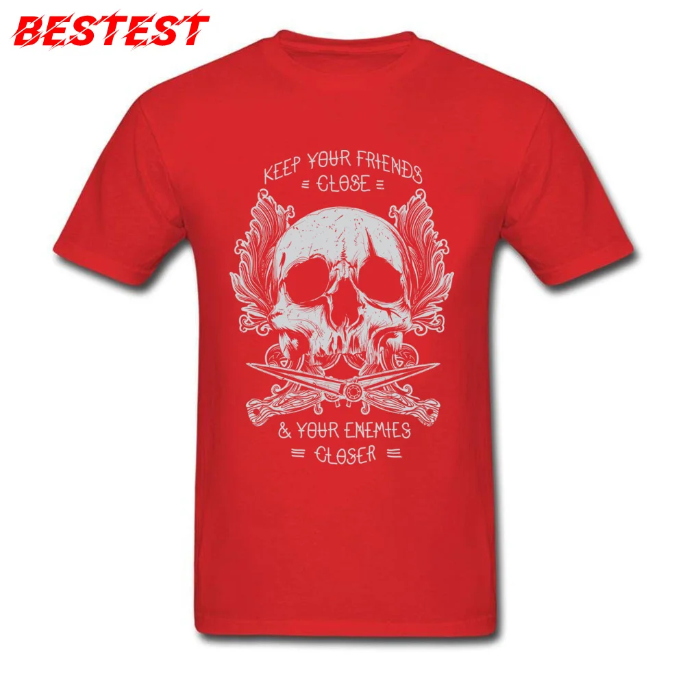 Keep your friends close distressed Cool Tshirts for Men Cotton Labor Day Tops & Tees Tee-Shirts Short Sleeve Popular Crewneck Keep your friends close distressed red