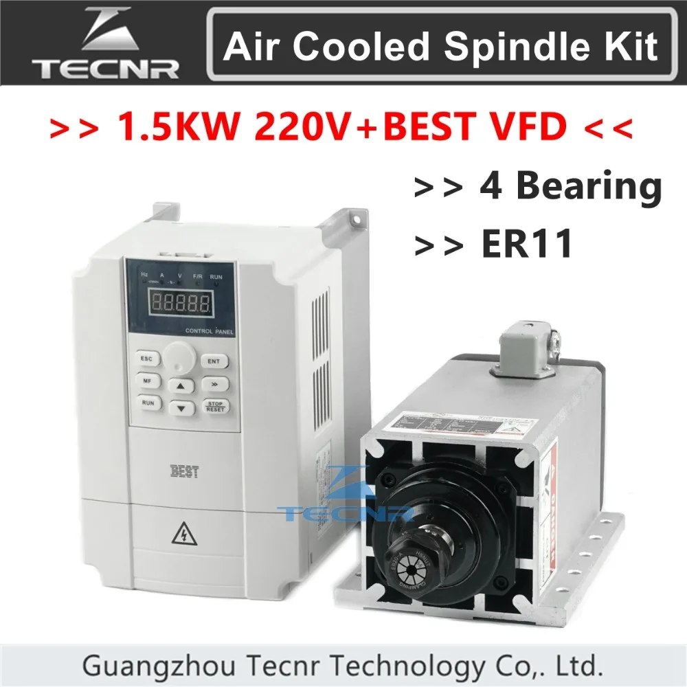 4 bearing CS 1.5KW 220V air cooled spindle ER11 kit GDZ80*73-1.5 and 1.5KW BEST VFD inverter
4 bearing CS 1.5KW 220V air cooled spindle ER11 kit GDZ80*73-1.5 and 1.5KW BEST VFD inverter