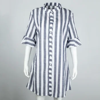 N 2020 New Women Button Long Shirt Female Tops Fashion Women Striped Half Ruffle Sleeve Stand Collar Blouse
N 2020 New Women Button Long Shirt Female Tops Fashion Women Striped Half Ruffle Sleeve Stand Collar Blouse