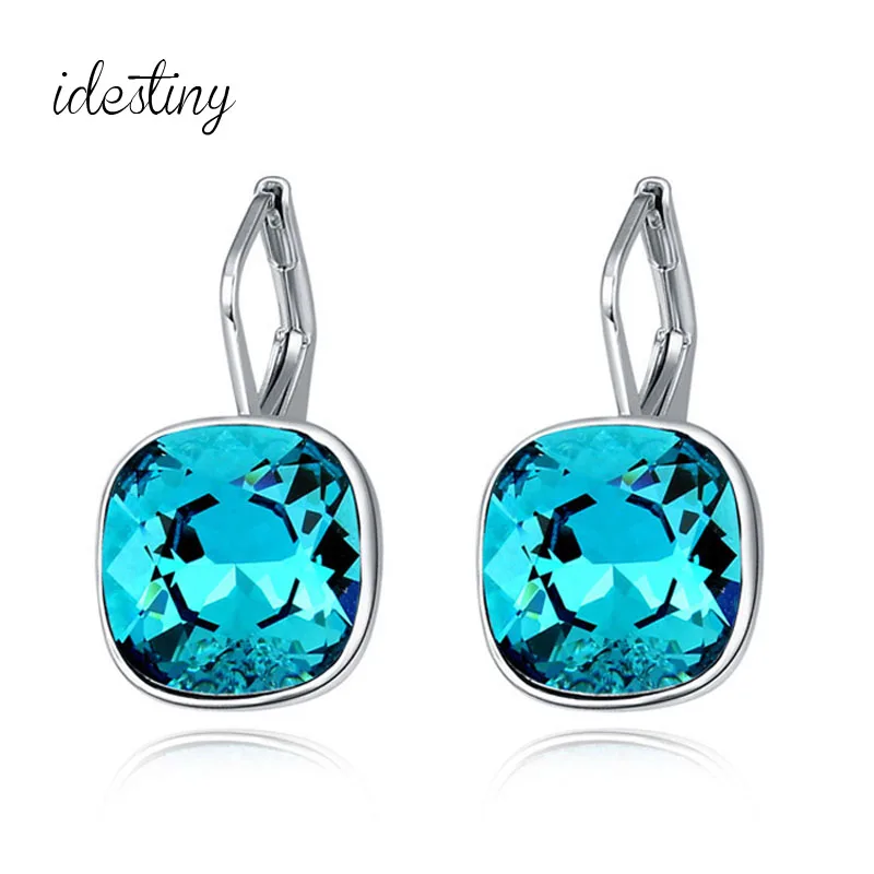 

Trendy Bella Stud Earrings Made With Austrian Crystal for Women New Square Designers jewellery Earings Brincos Girls Bijoux Gift