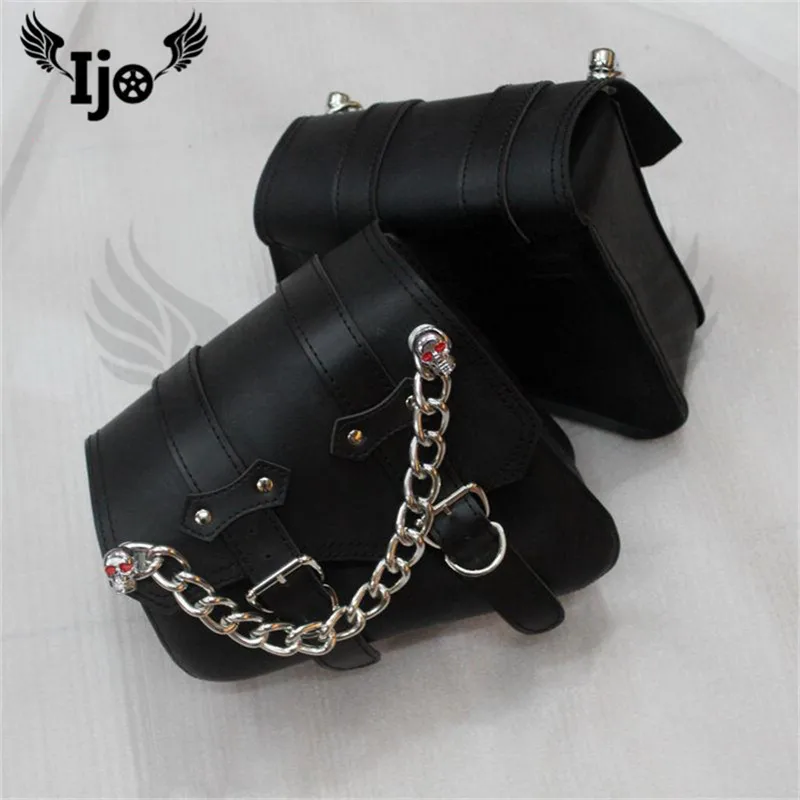 Black Synthetic PU Leather Left Side Motorcycle Saddle Bags For Harley Sportster XL 883 1200 Motor Saddlebag D25 | Автомобили и